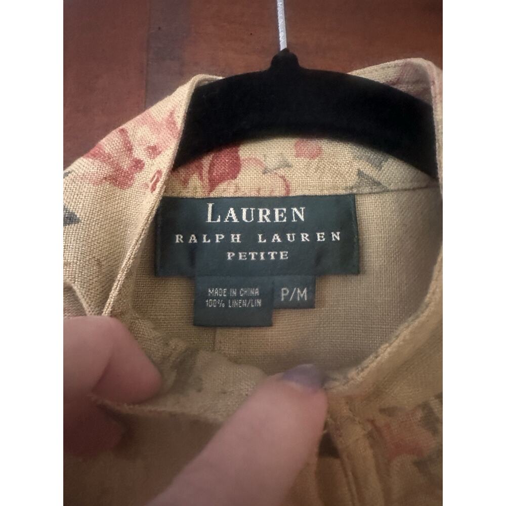 Ralph Lauren Chinese Rose Linen Jacket Vintage Med Green Label - Picture 4 of 10
